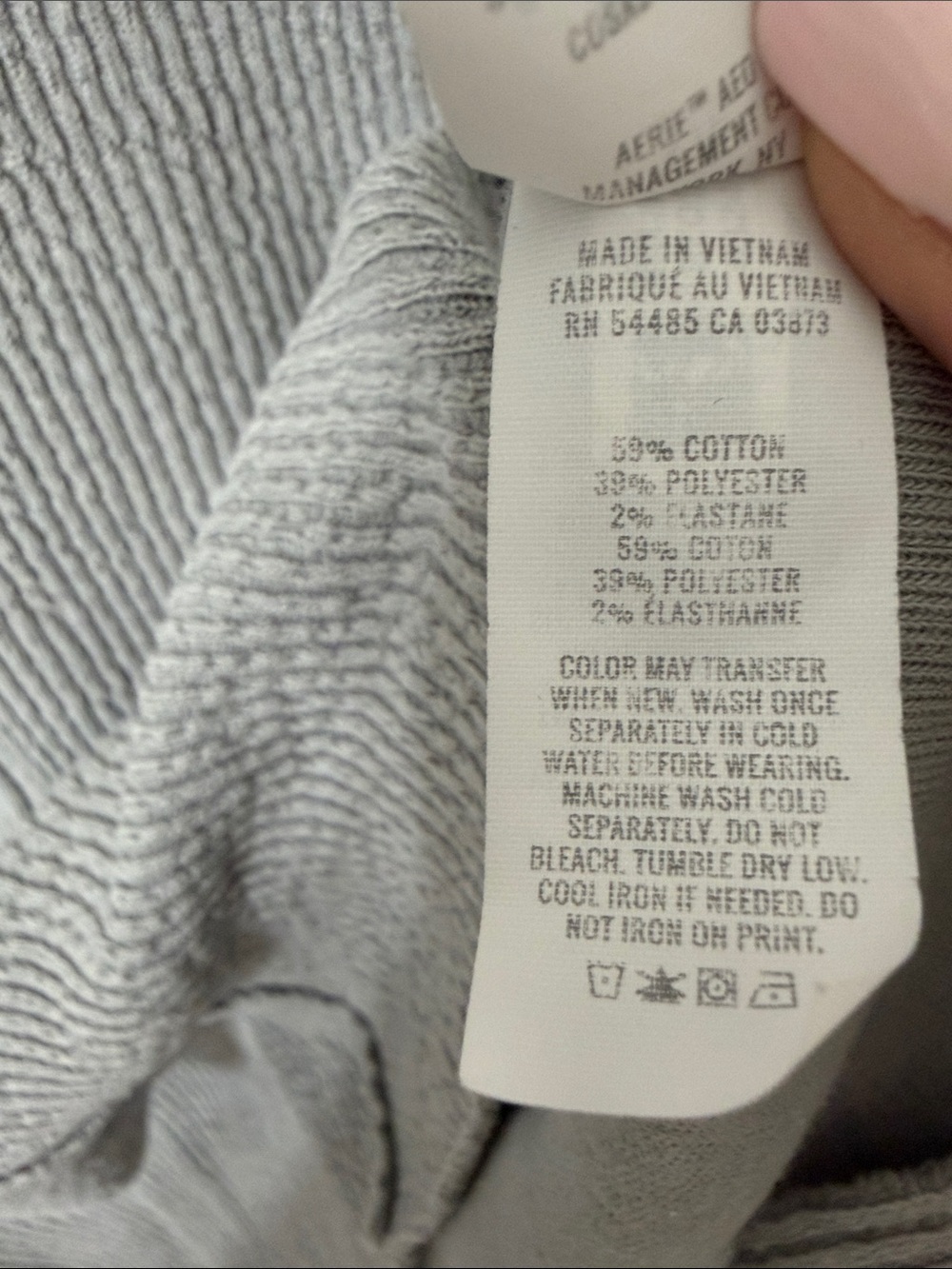 Aerie Wonder Textured Ribbed V-Neck Sweatshirt in Silver Shadow Small - Picture 5 of 6